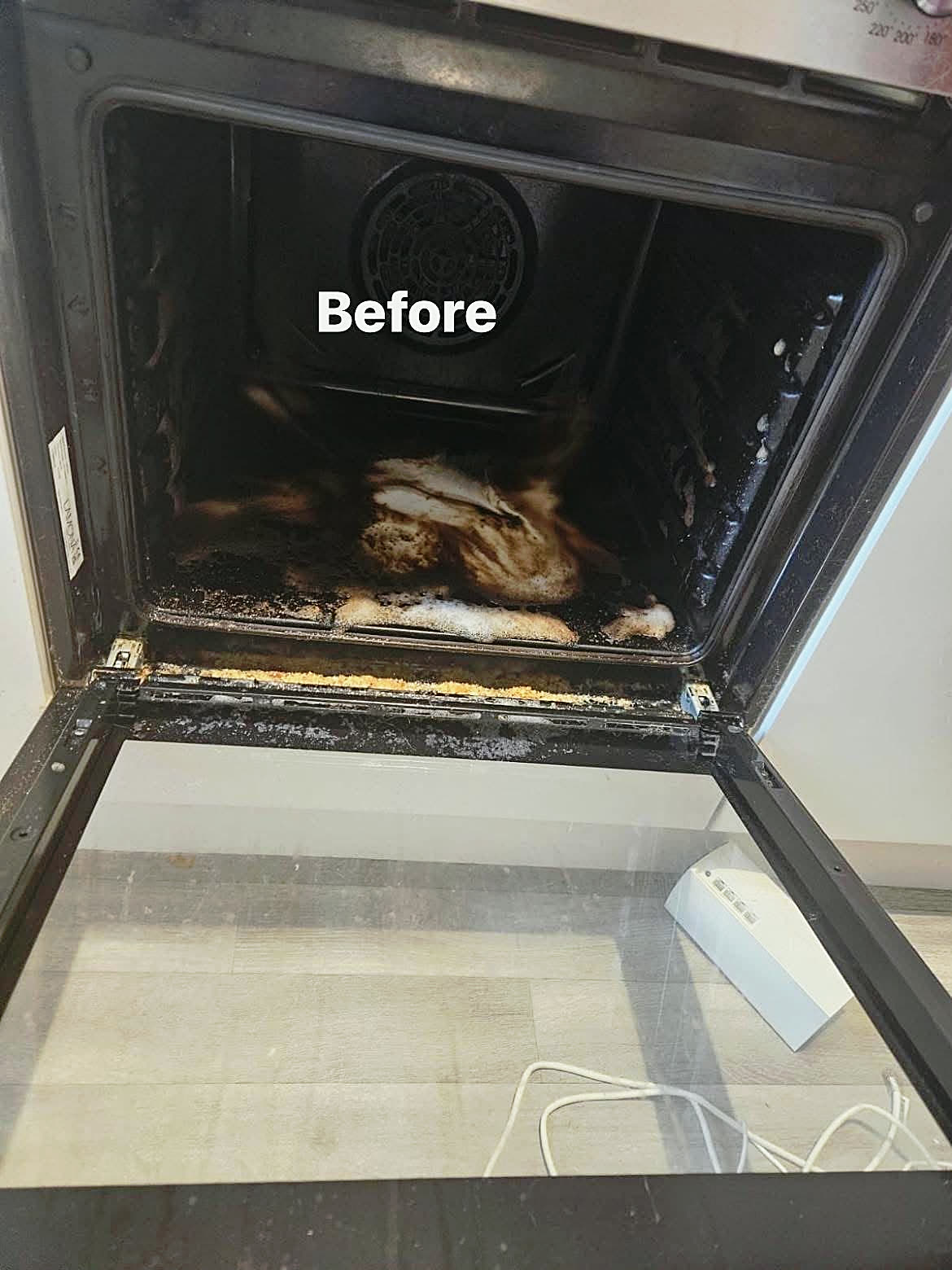 Before: Oven interior after a deep clean