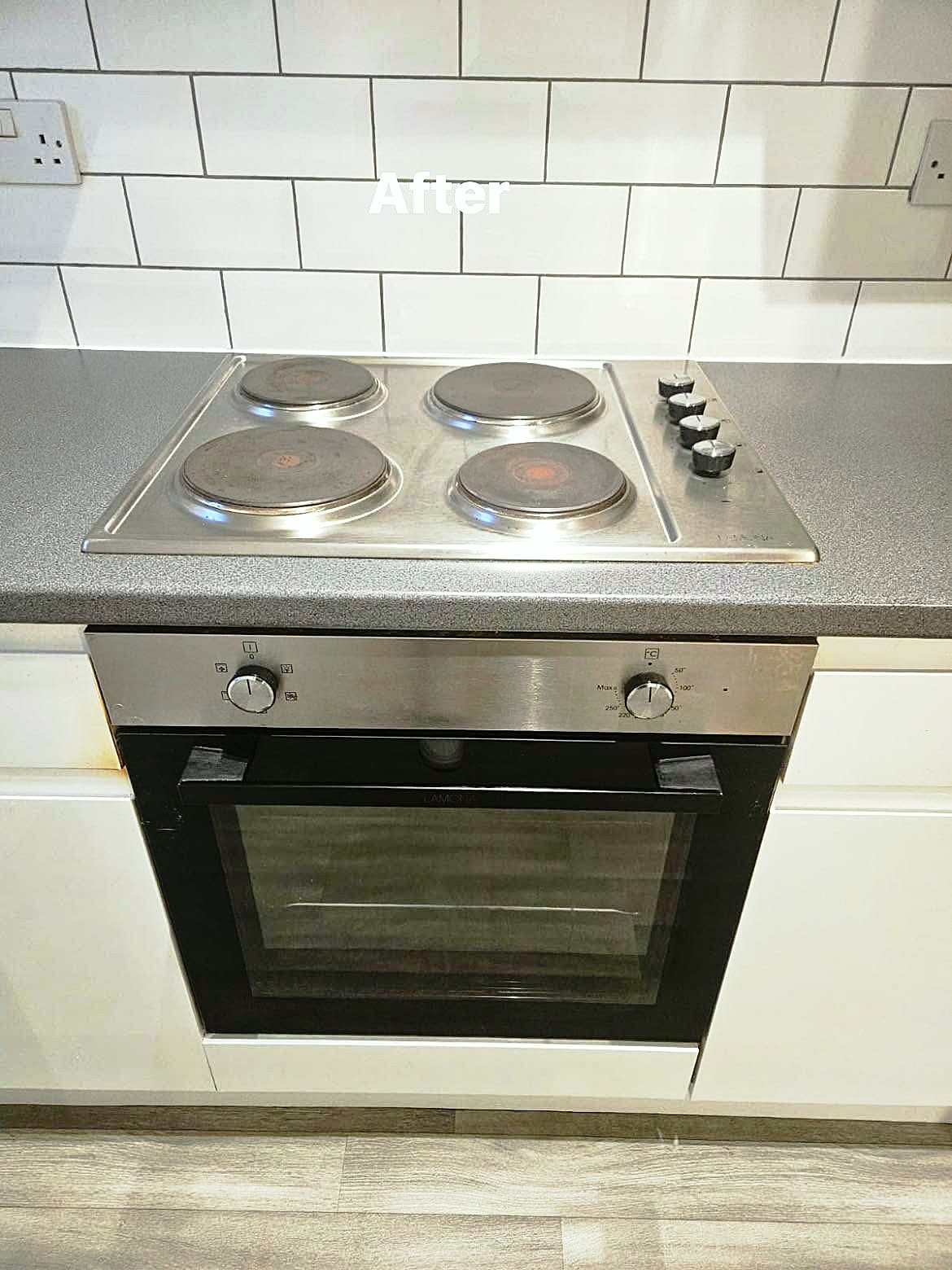 After: Electric hob and oven front after cleaning